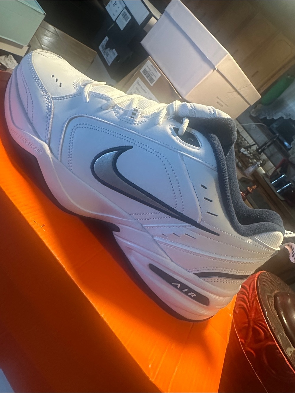 Nike White and Gray Air Cushion Training Shoes